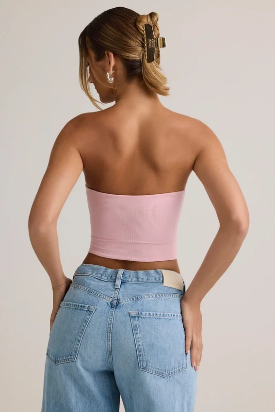 Verna Modal Strapless Crop Top i Baby Pink Verna Modal Strapless Crop Top i Baby Pink
