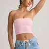 Verna Modal Strapless Crop Top i Baby Pink Verna Modal Strapless Crop Top i Baby Pink