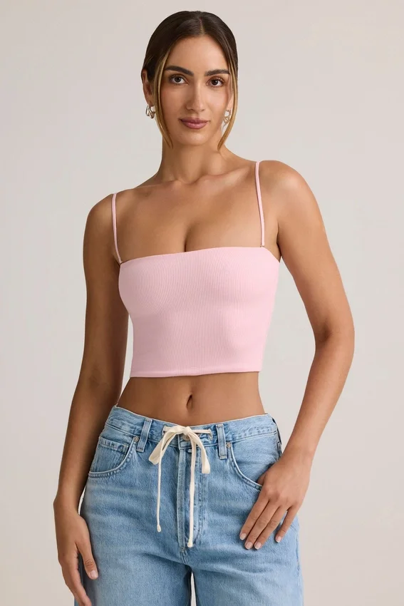 Verna Modal Strapless Crop Top i Baby Pink Verna Modal Strapless Crop Top i Baby Pink