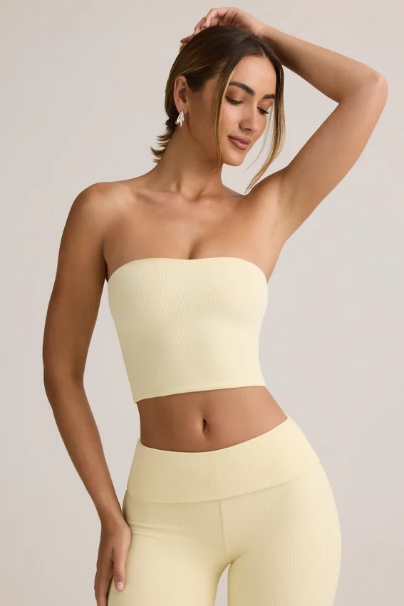 Verna Modal Strapless Crop Top i Buttercream Yellow Verna Modal Strapless Crop Top i Buttercream Yellow