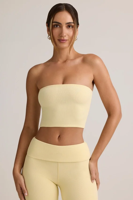 Verna Modal Strapless Crop Top i Buttercream Yellow Verna Modal Strapless Crop Top i Buttercream Yellow