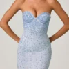 Vesna Embellished Sweetheart-Neck Fishtail Gown i himmelsblått Vesna Embellished Sweetheart-Neck Fishtail Gown i himmelsblått