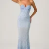 Vesna Embellished Sweetheart-Neck Fishtail Gown i himmelsblått Vesna Embellished Sweetheart-Neck Fishtail Gown i himmelsblått