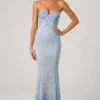 Vesna Embellished Sweetheart-Neck Fishtail Gown i himmelsblått Vesna Embellished Sweetheart-Neck Fishtail Gown i himmelsblått