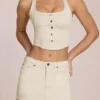 Virella Denim Low-Rise Skort i Ivory Virella Denim Low-Rise Skort i Ivory