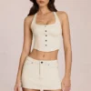 Virella Denim Low-Rise Skort i Ivory Virella Denim Low-Rise Skort i Ivory