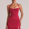 Vita Longline Halterneck Top i Cherry Red Vita Longline Halterneck Top i Cherry Red