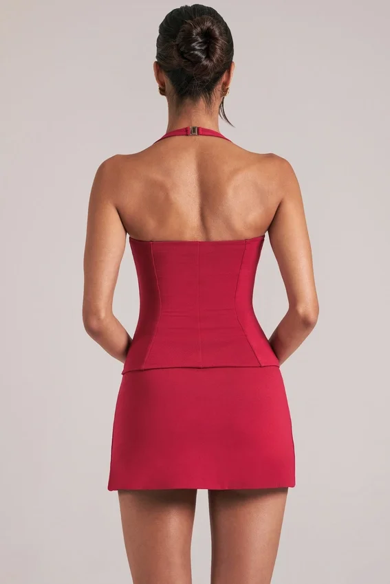 Vita Longline Halterneck Top i Cherry Red Vita Longline Halterneck Top i Cherry Red