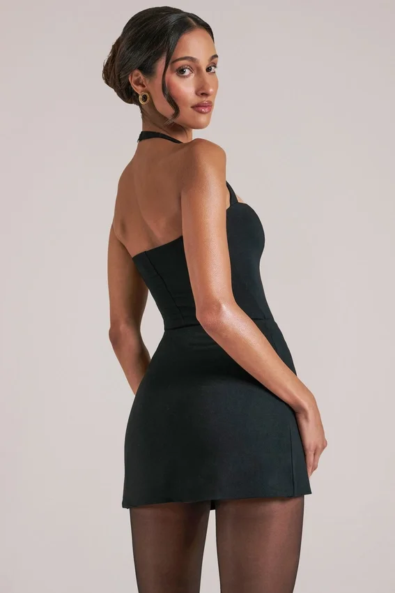 Vita Longline Halterneck Top i svart Vita Longline Halterneck Top i svart