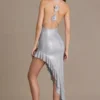 Vivienne Premium Embellished Plunge Asymmetric Maxi Klänning i silver Vivienne Premium Embellished Plunge Asymmetric Maxi Klänning i silver