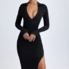 Yael Modal Plunge V-Neck Midaxi Klänning i svart Yael Modal Plunge V-Neck Midaxi Klänning i svart