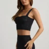 Yolanda Pointelle-Knit Crop Top i svart Yolanda Pointelle-Knit Crop Top i svart