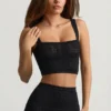 Yolanda Pointelle-Knit Crop Top i svart Yolanda Pointelle-Knit Crop Top i svart