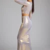 Zahra Mid Rise Metallic Jersey Gown Kjol i ljusguld Zahra Mid Rise Metallic Jersey Gown Kjol i ljusguld