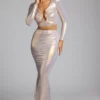 Zahra Mid Rise Metallic Jersey Gown Kjol i ljusguld Zahra Mid Rise Metallic Jersey Gown Kjol i ljusguld