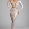 Zahra Mid Rise Metallic Jersey Gown Kjol i ljusguld Zahra Mid Rise Metallic Jersey Gown Kjol i ljusguld