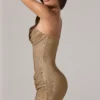 Zara Miniklänning med bandeau-top och draperad midja i guld Zara Miniklänning med bandeau-top och draperad midja i guld