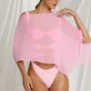 Zarayah genomskinlig poncho i Candyfloss Pink Zarayah genomskinlig poncho i Candyfloss Pink