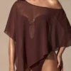 Zarayah genomskinlig poncho i espressobrun Zarayah genomskinlig poncho i espressobrun