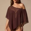 Zarayah genomskinlig poncho i espressobrun Zarayah genomskinlig poncho i espressobrun