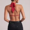 Zenna draperad cowl-top i körsbärsrött Zenna draperad cowl-top i körsbärsrött
