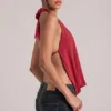 Zenna draperad cowl-top i körsbärsrött Zenna draperad cowl-top i körsbärsrött