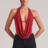 Zenna draperad cowl-top i körsbärsrött Zenna draperad cowl-top i körsbärsrött