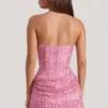 Ziya Embellished Draped Strapless A-Line Miniklänning i rosa Ziya Embellished Draped Strapless A-Line Miniklänning i rosa