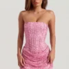 Ziya Embellished Draped Strapless A-Line Miniklänning i rosa Ziya Embellished Draped Strapless A-Line Miniklänning i rosa