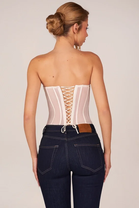 Zoa bandeau-korsetttop med snörning i ivory Zoa bandeau-korsetttop med snörning i ivory